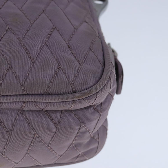 PRADA Quilted Chain Hand Bag Nylon Purple Silver Auth 100678