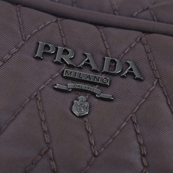 PRADA Quilted Chain Hand Bag Nylon Purple Silver Auth 100678