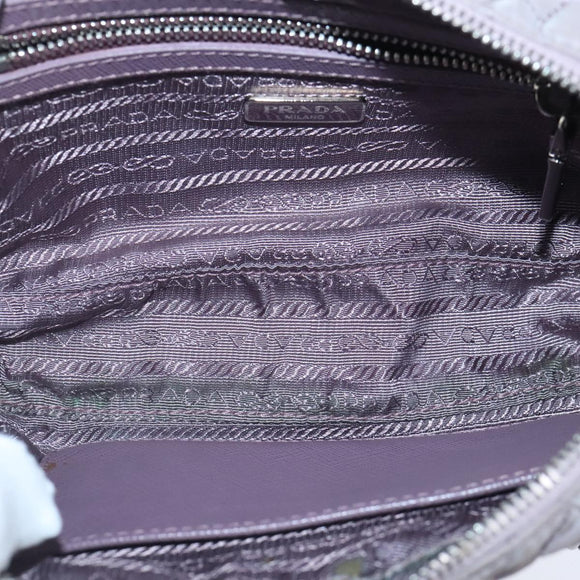 PRADA Quilted Chain Hand Bag Nylon Purple Silver Auth 100678