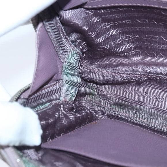 PRADA Quilted Chain Hand Bag Nylon Purple Silver Auth 100678