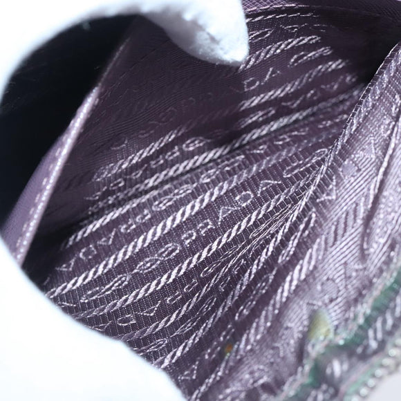 PRADA Quilted Chain Hand Bag Nylon Purple Silver Auth 100678