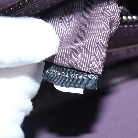 PRADA Quilted Chain Hand Bag Nylon Purple Silver Auth 100678