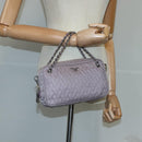 PRADA Quilted Chain Hand Bag Nylon Purple Silver Auth 100678-23