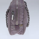 PRADA Quilted Chain Hand Bag Nylon Purple Silver Auth 100678-5