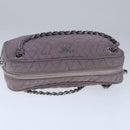 PRADA Quilted Chain Hand Bag Nylon Purple Silver Auth 100678-6