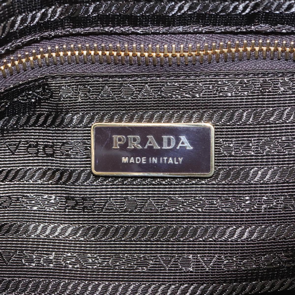 PRADA Shoulder Bag Nylon Green Gold Auth 100679