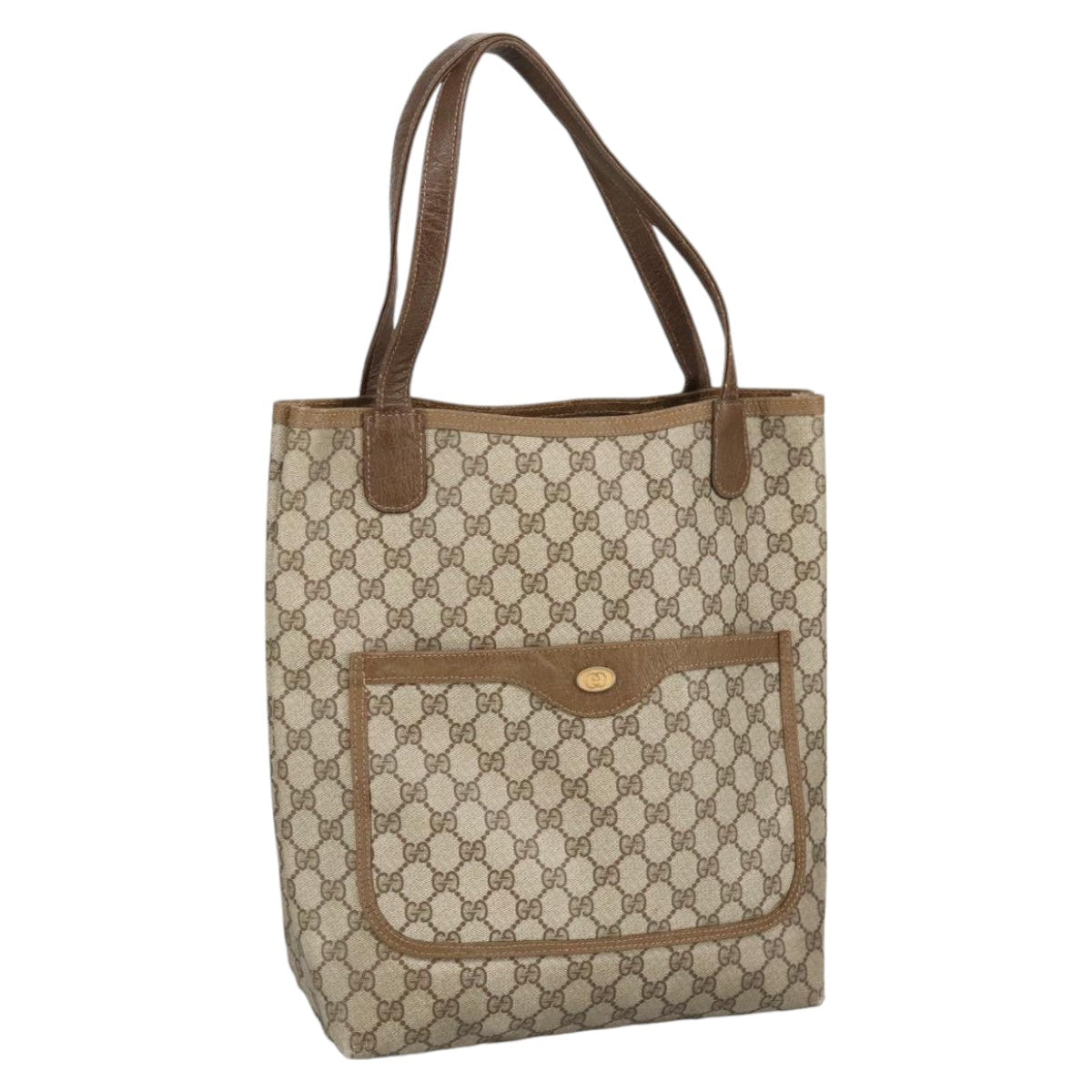 GUCCI GG Supreme Tote Bag PVC Leather Beige Gold 39 02 003 Auth 100684