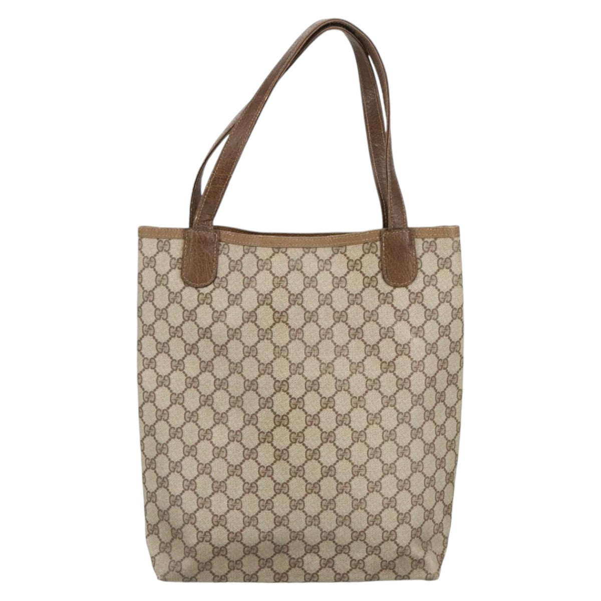 GUCCI GG Supreme Tote Bag PVC Leather Beige Gold 39 02 003 Auth 100684