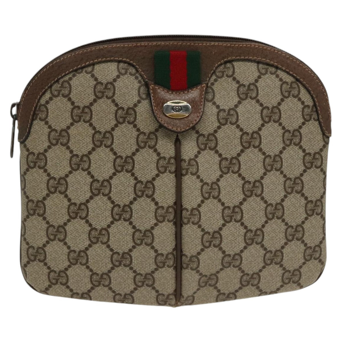 GUCCI GG Supreme Web Sherry Line Shoulder Bag PVC Beige 904 02 047 Auth 100689 - 0