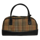 BURBERRY Nova Check Tote Bag Canvas Leather Beige Black Auth 100692-13