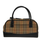 BURBERRY Nova Check Tote Bag Canvas Leather Beige Black Auth 100692-2