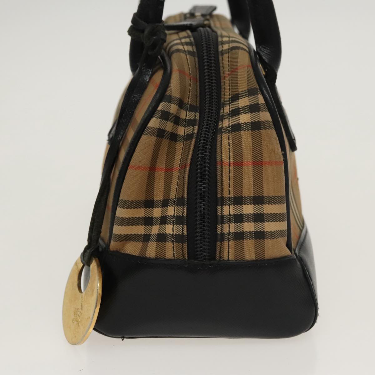 BURBERRY Nova Check Tote Bag Canvas Leather Beige Black Auth 100692