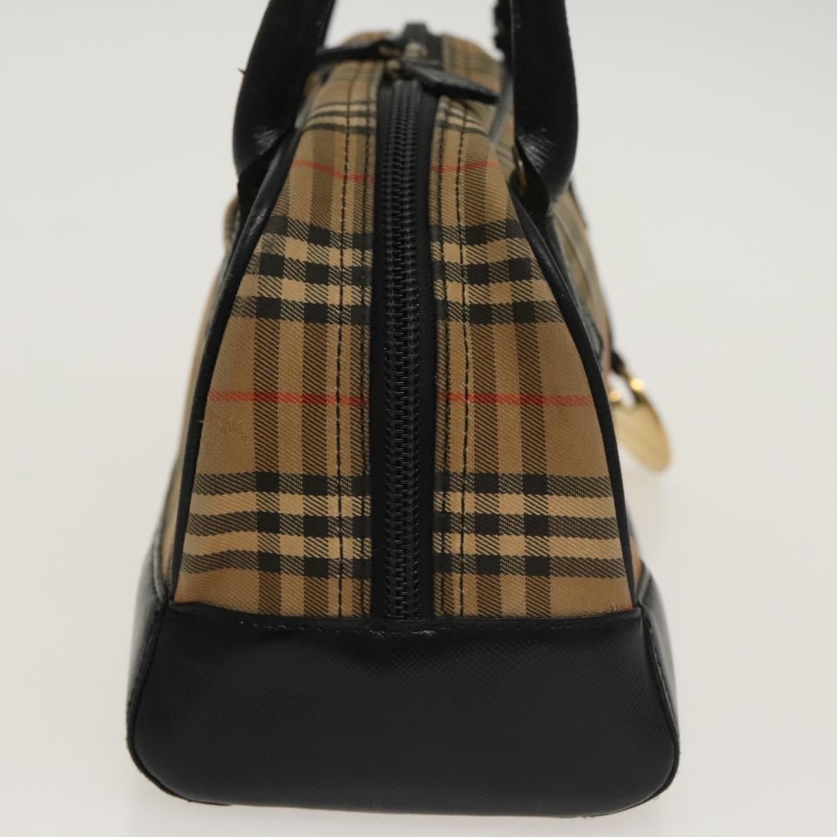 BURBERRY Nova Check Tote Bag Canvas Leather Beige Black Auth 100692