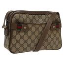 GUCCI GG Supreme Web Sherry Line Shoulder Bag PVC Beige 93 02 049 Auth 100696-1
