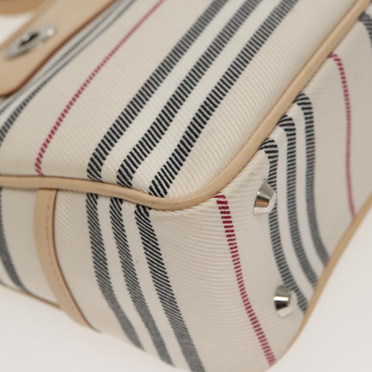 BURBERRY Nova Check Shoulder Bag Canvas Leather Beige White Auth 100698