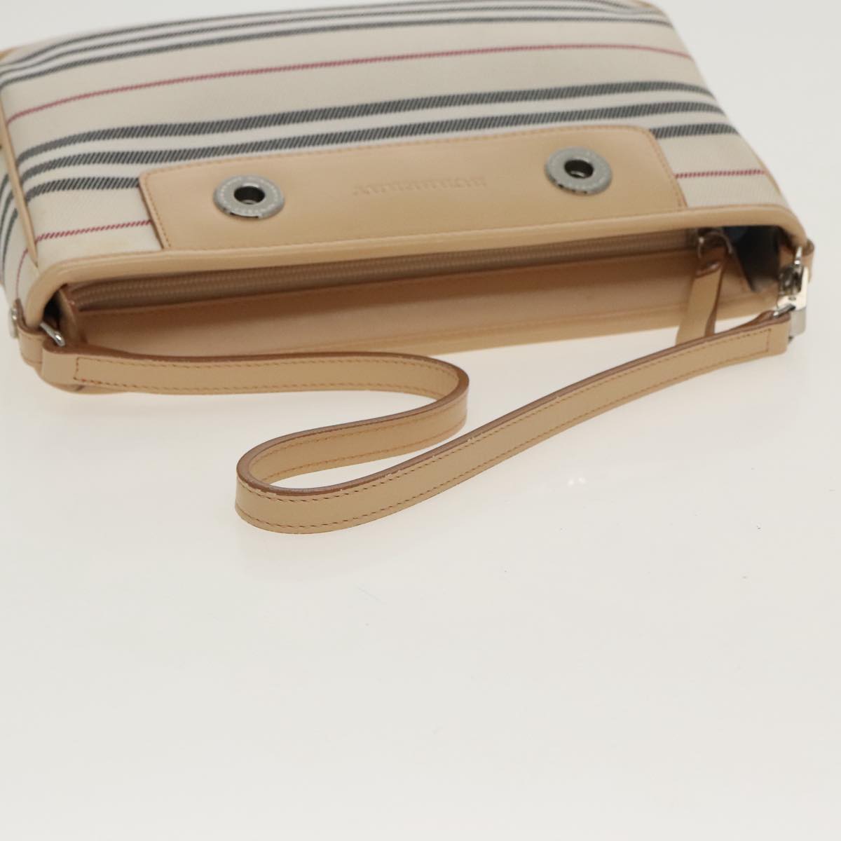 BURBERRY Nova Check Shoulder Bag Canvas Leather Beige White Auth 100698