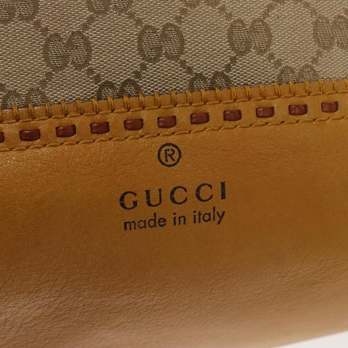 GUCCI GG Canvas Bamboo Tote Bag Beige Gold 339000 Auth 100704