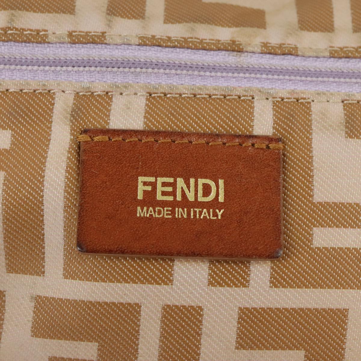 FENDI Zucca Canvas Tote Bag Beige Auth 100708