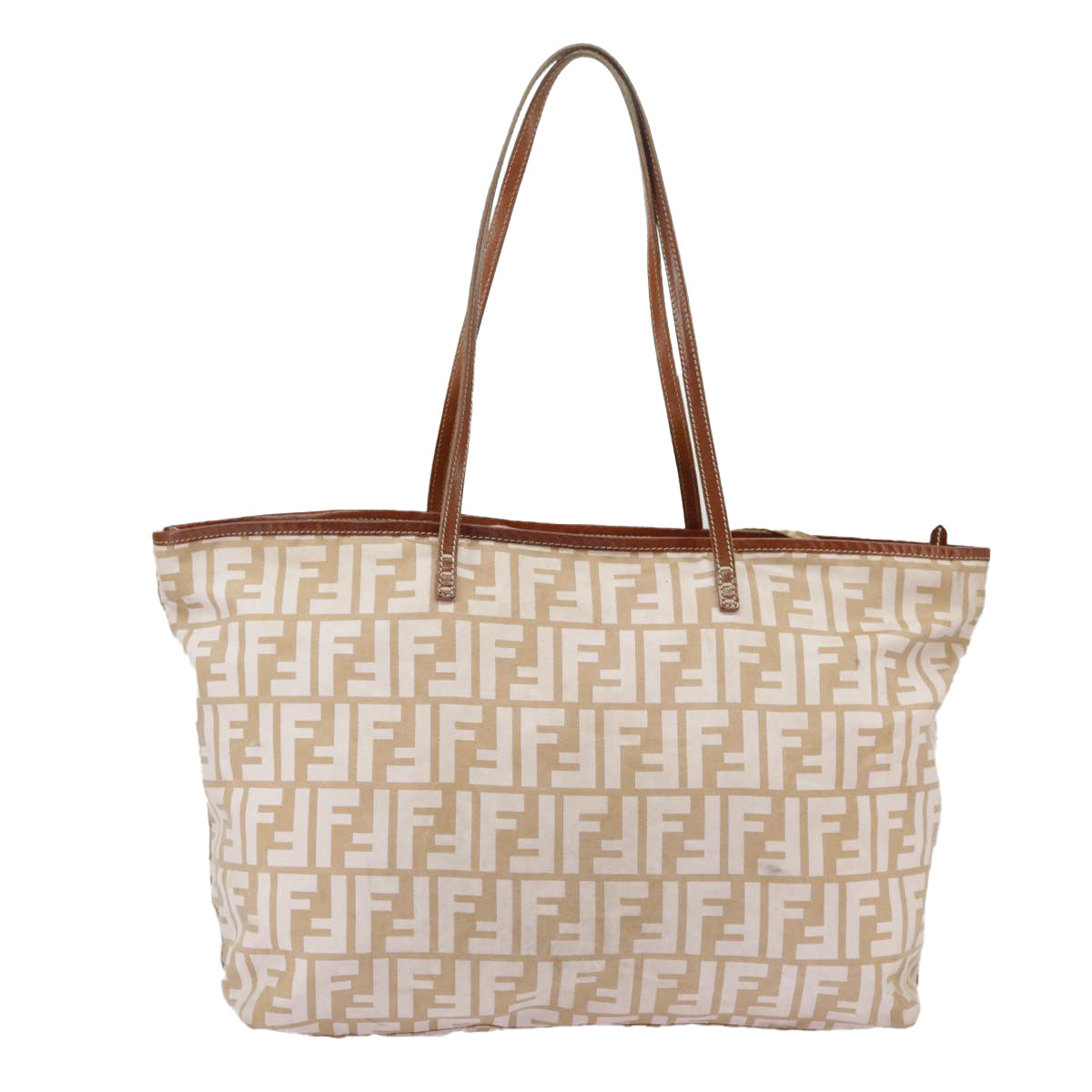 FENDI Zucca Canvas Tote Bag Beige Auth 100708