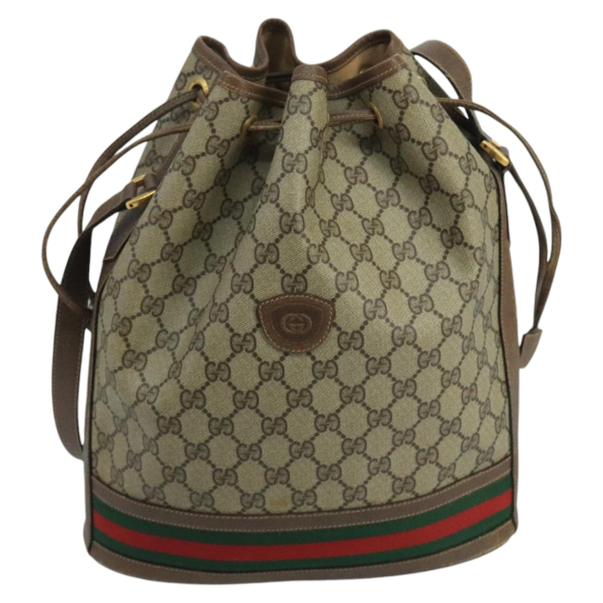 GUCCI GG Supreme Web Sherry Line Shoulder Bag PVC Beige 001 084 0850 Auth 100711 - 0