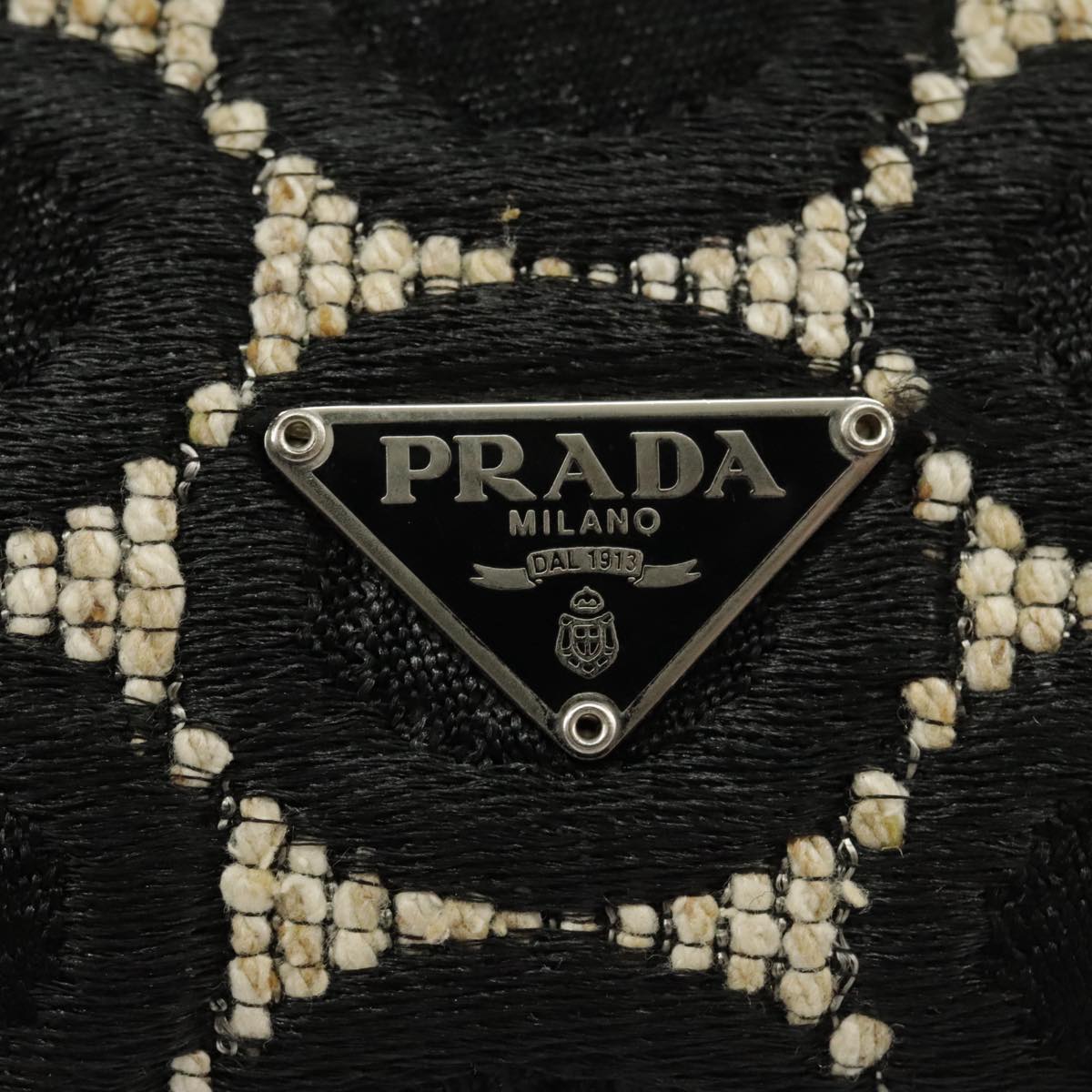 PRADA Chain Shoulder Bag Satin Black Auth 100713