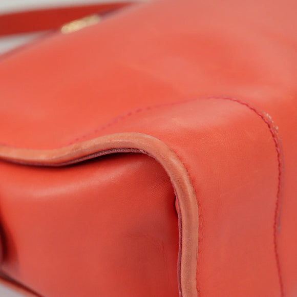 GUCCI Sherry Line Shoulder Bag Leather Orange Navy Red Auth 100717