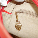 GUCCI Sherry Line Shoulder Bag Leather Orange Navy Red Auth 100717-24