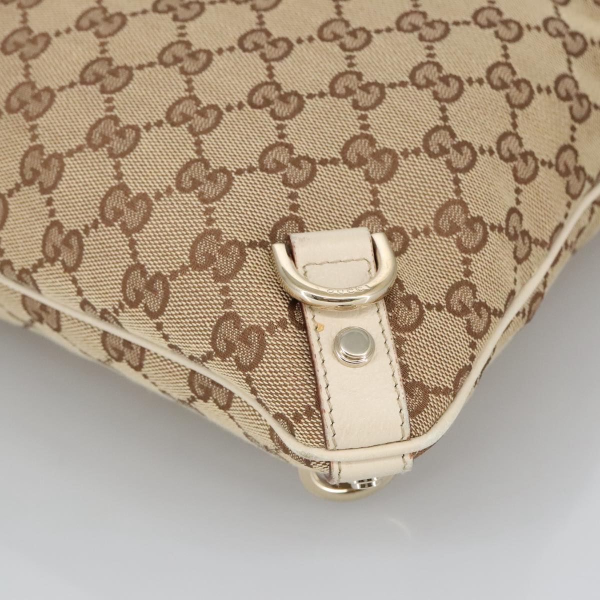 GUCCI GG Canvas Shoulder Bag Beige Gold 131326 Auth 100719