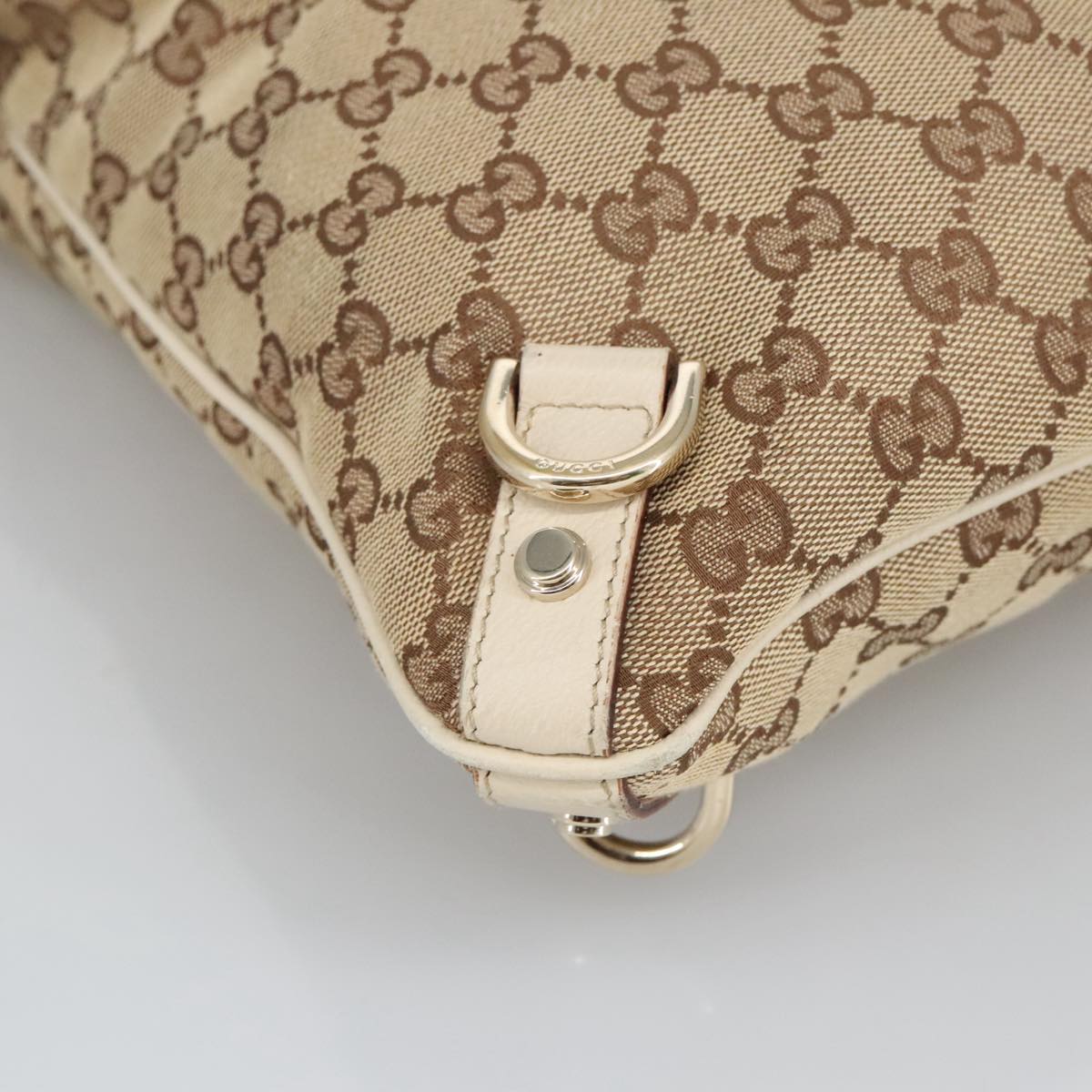 GUCCI GG Canvas Shoulder Bag Beige Gold 131326 Auth 100719