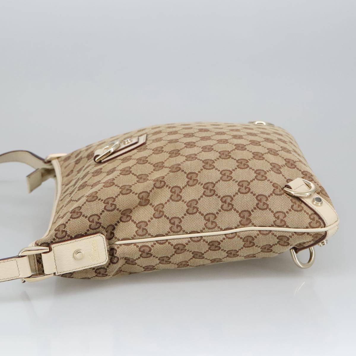 GUCCI GG Canvas Shoulder Bag Beige Gold 131326 Auth 100719