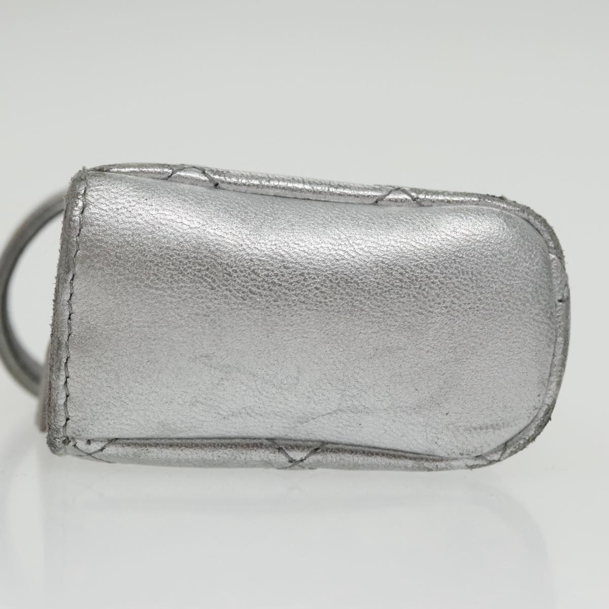 CHANEL Pouch Lamb Skin Silver CC Auth 100726