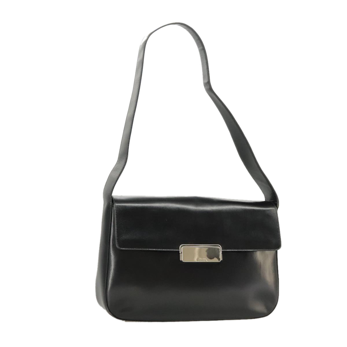 PRADA Shoulder Bag Leather Black Auth 100731