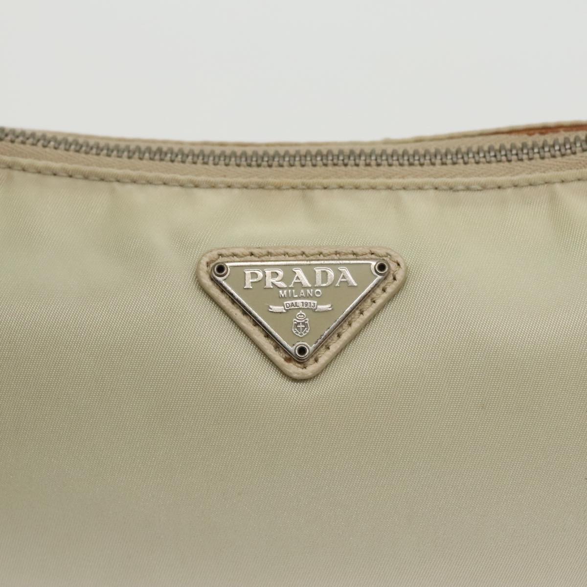 PRADA Accessory Pouch Nylon White Silver Auth 100735