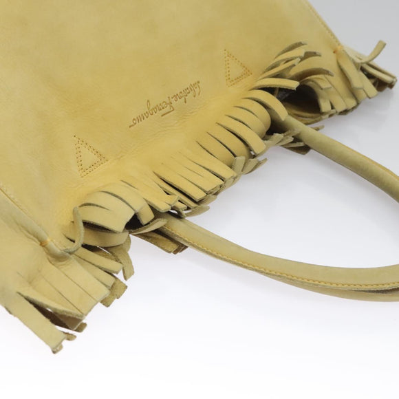 Salvatore Ferragamo Shoulder Bag Suede Yellow Auth 100746