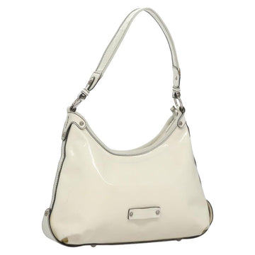 Salvatore Ferragamo Shoulder Bag Enamel White Auth 100748