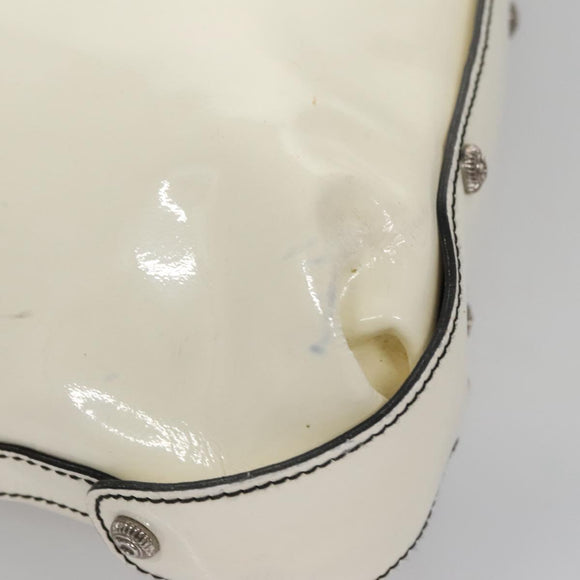 Salvatore Ferragamo Shoulder Bag Enamel White Auth 100748