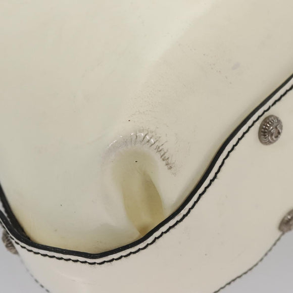 Salvatore Ferragamo Shoulder Bag Enamel White Auth 100748