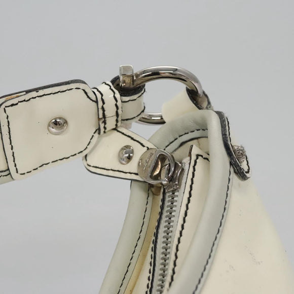 Salvatore Ferragamo Shoulder Bag Enamel White Auth 100748