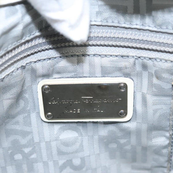 Salvatore Ferragamo Shoulder Bag Enamel White Auth 100748