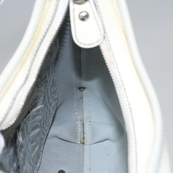 Salvatore Ferragamo Shoulder Bag Enamel White Auth 100748