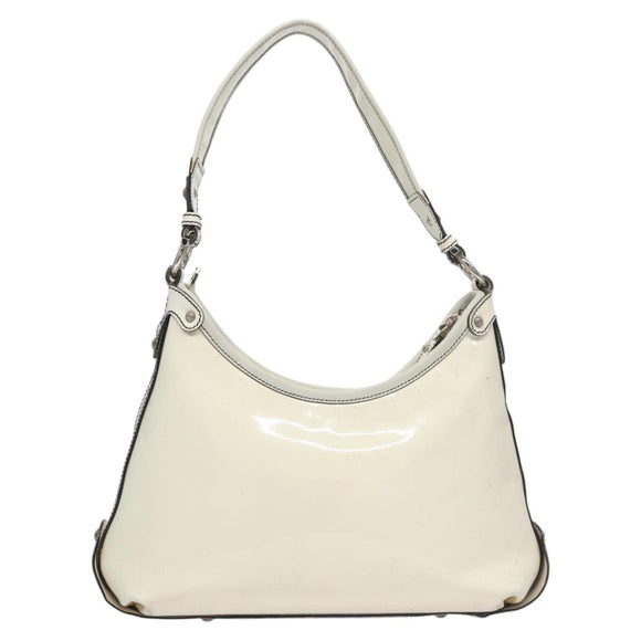 Salvatore Ferragamo Shoulder Bag Enamel White Auth 100748