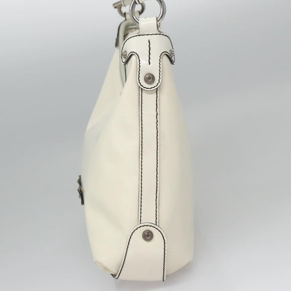 Salvatore Ferragamo Shoulder Bag Enamel White Auth 100748