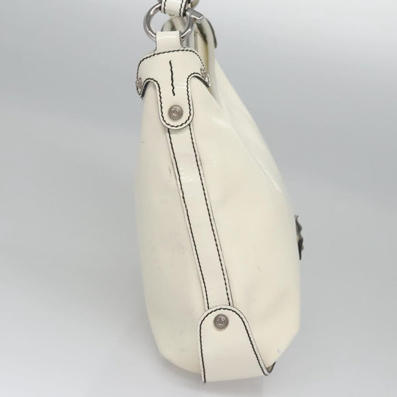 Salvatore Ferragamo Shoulder Bag Enamel White Auth 100748