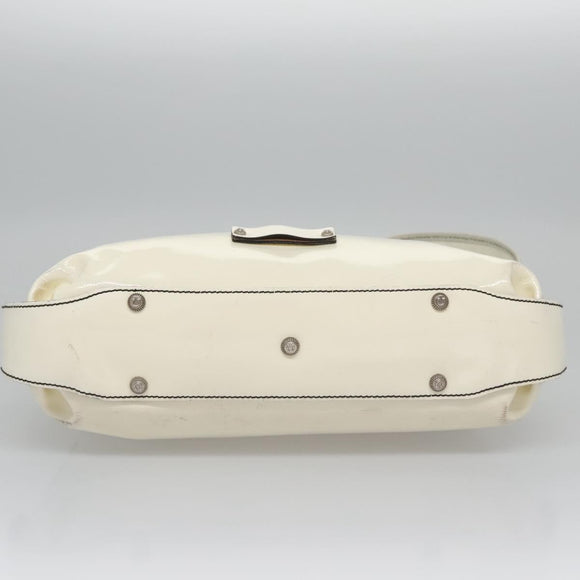 Salvatore Ferragamo Shoulder Bag Enamel White Auth 100748