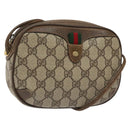 GUCCI GG Supreme Web Sherry Line Shoulder Bag PVC Beige Red Green Auth 100756-1
