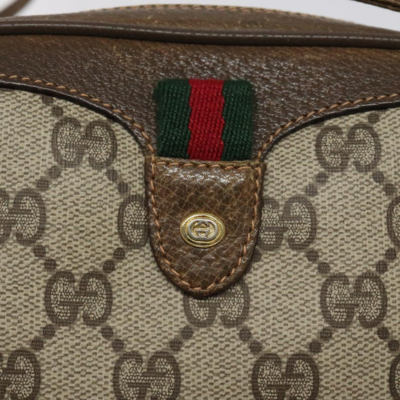 GUCCI GG Supreme Web Sherry Line Shoulder Bag PVC Beige Red Green Auth 100756