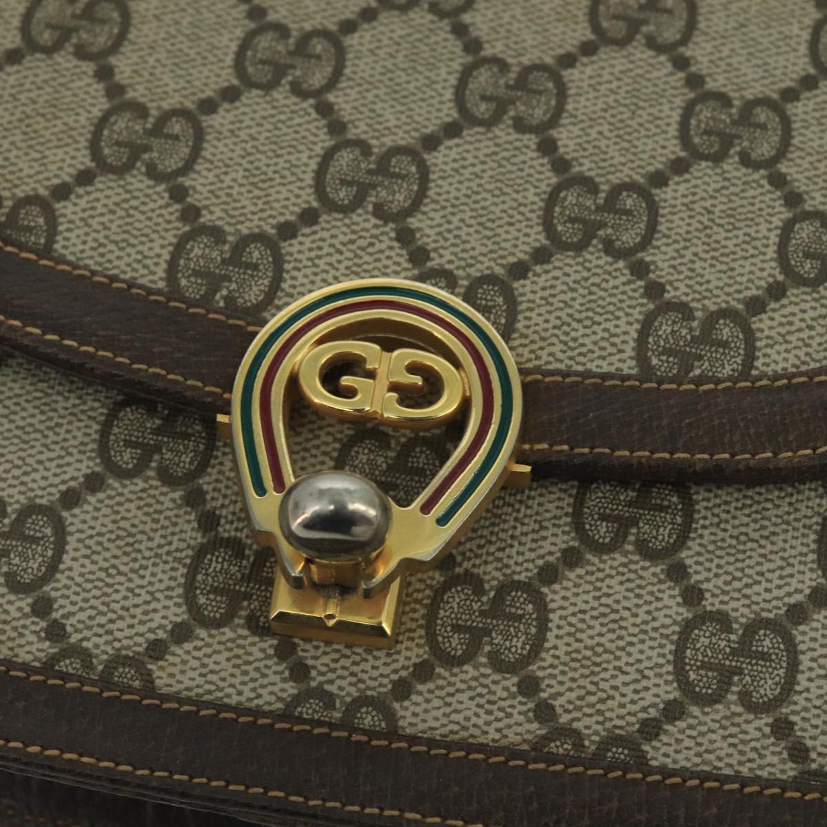 GUCCI GG Supreme Shoulder Bag PVC Beige Auth 100761