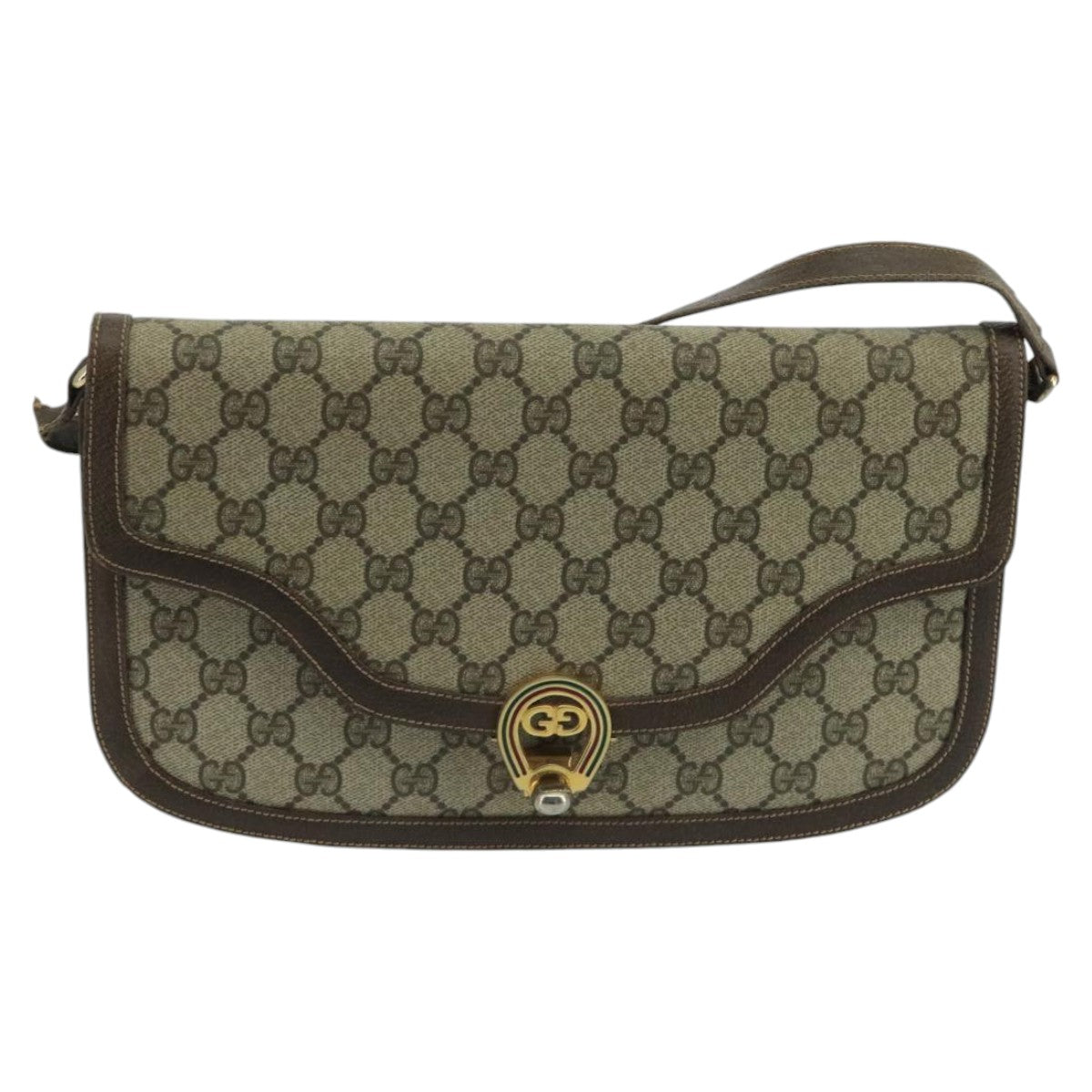 GUCCI GG Supreme Shoulder Bag PVC Beige Auth 100761