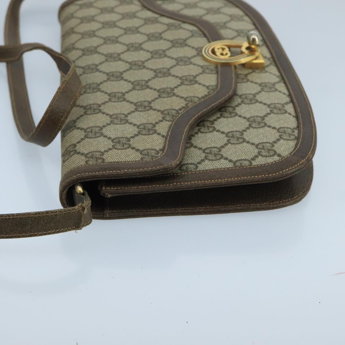 GUCCI GG Supreme Shoulder Bag PVC Beige Auth 100761