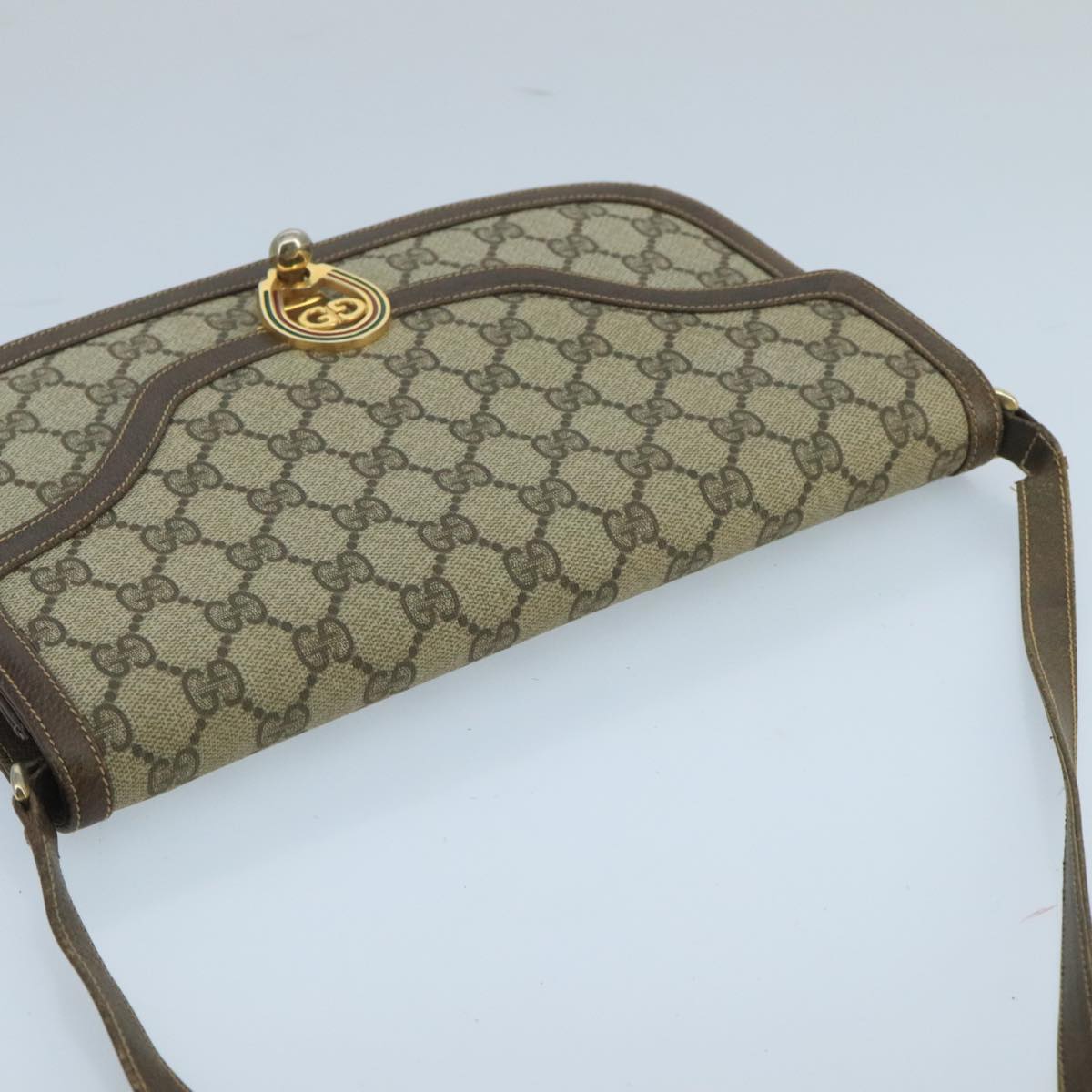 GUCCI GG Supreme Shoulder Bag PVC Beige Auth 100761